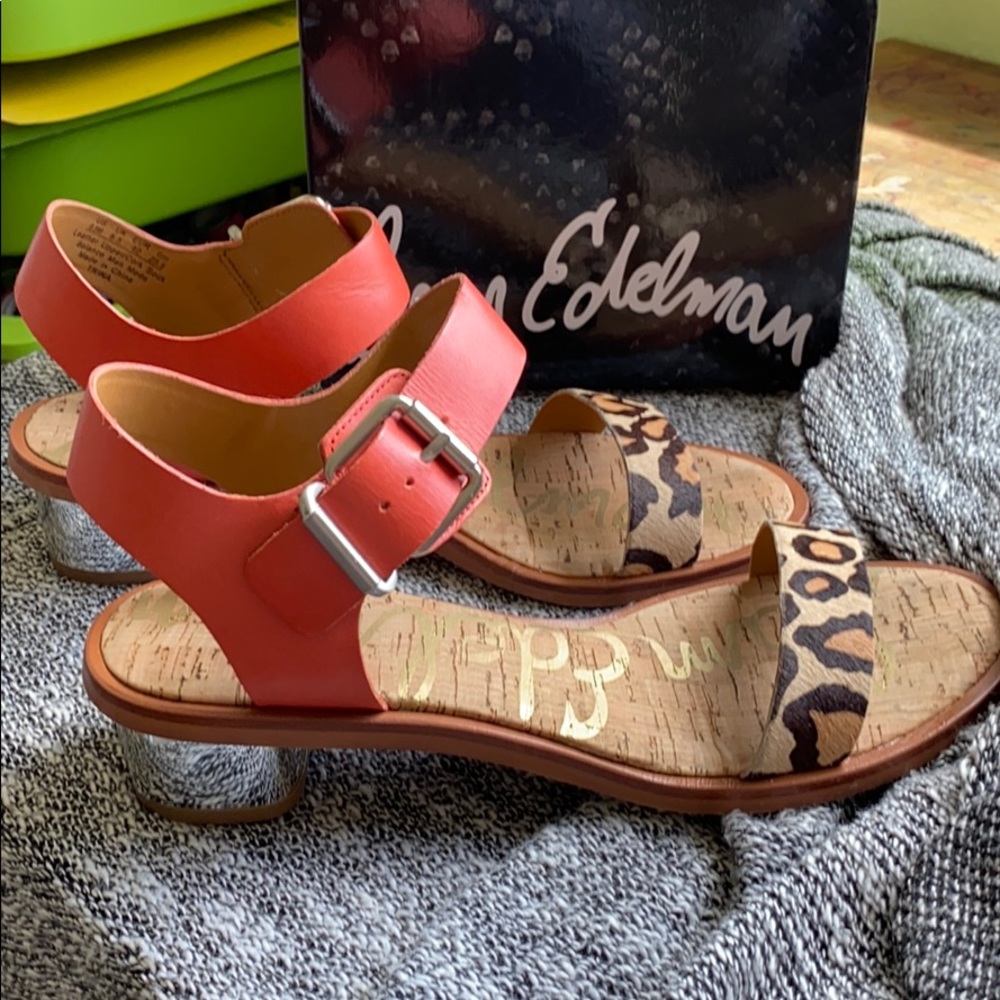 Sam Edelman Trina sandals orange/leopard sz. 8.5